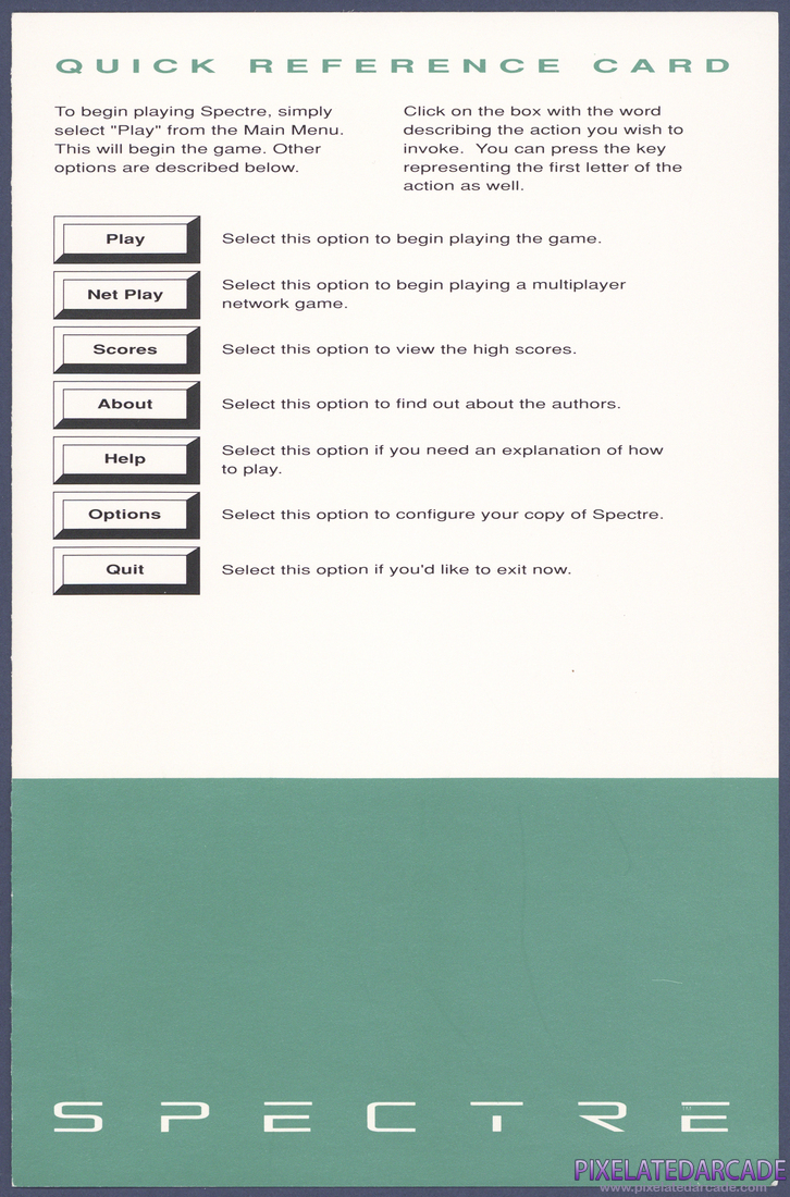 Spectre: Quick Reference Card - Page 1