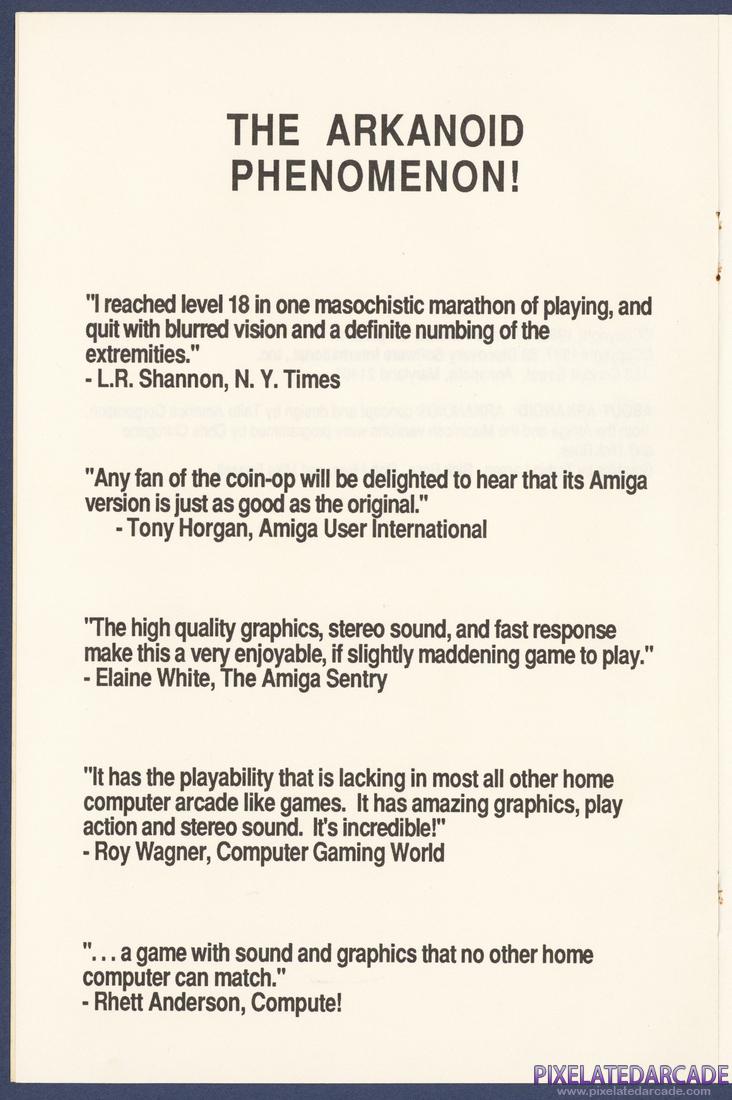 Arkanoid: Instruction Manual - Page 3