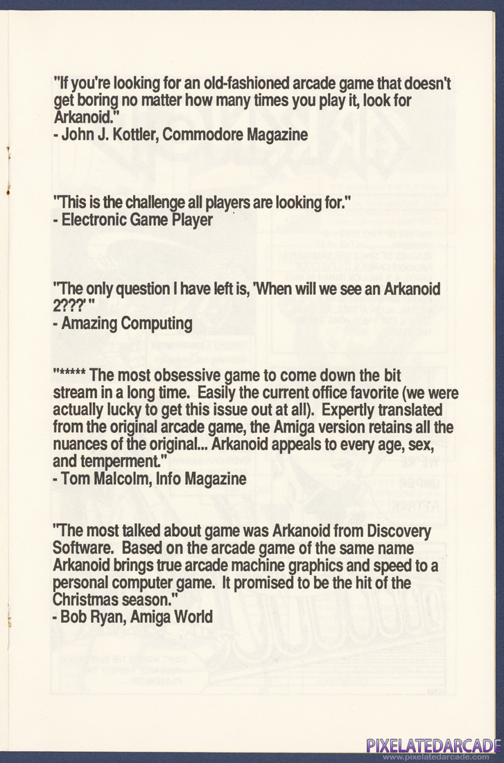 Arkanoid: Instruction Manual - Page 4