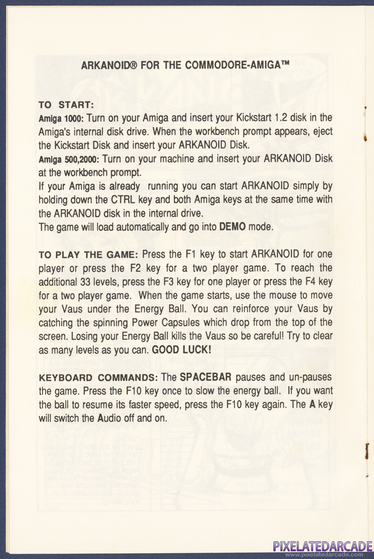Arkanoid: Instruction Manual - Page 7