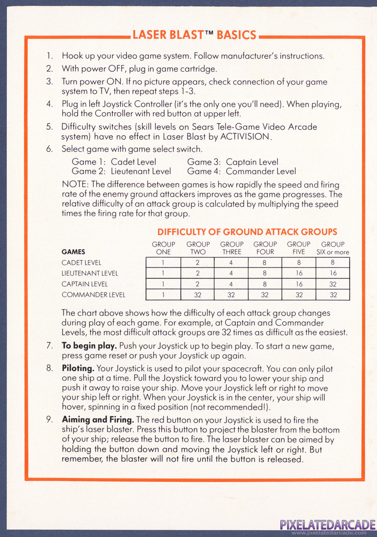Laser Blast: Instruction Manual - Page 2