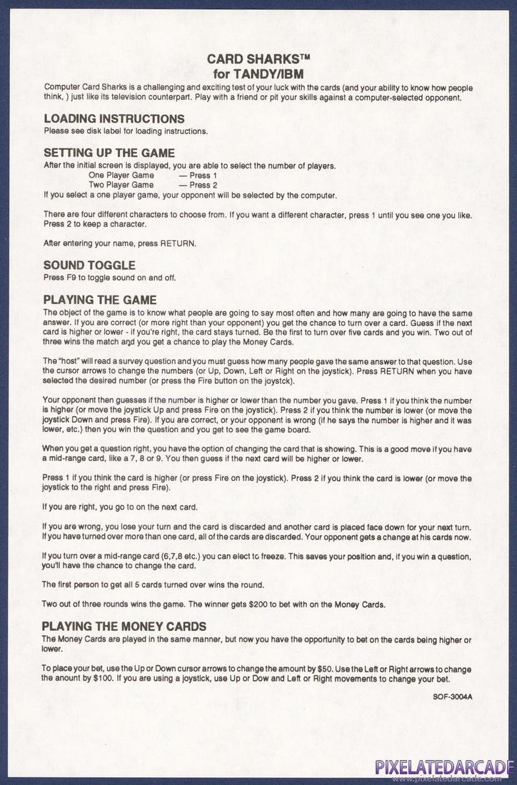 Card Sharks: Instructions - Page 1
