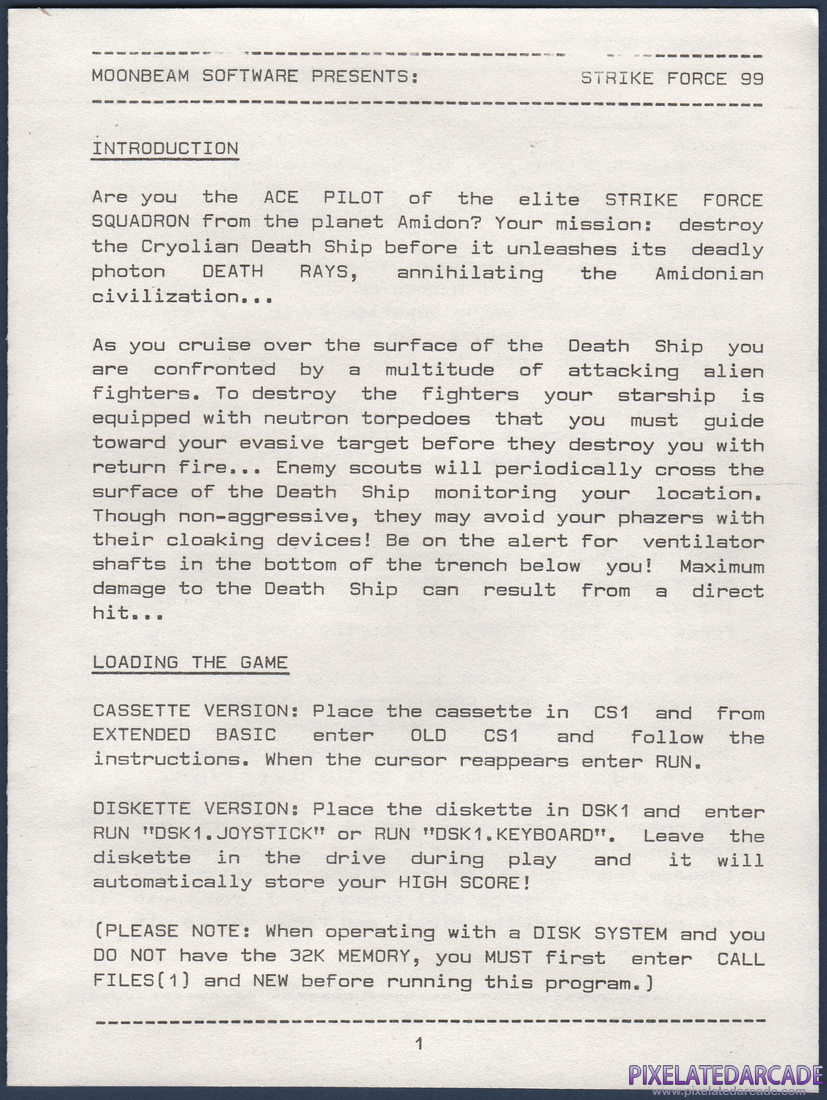 Strike Force 99: Instruction Manual - Page 1