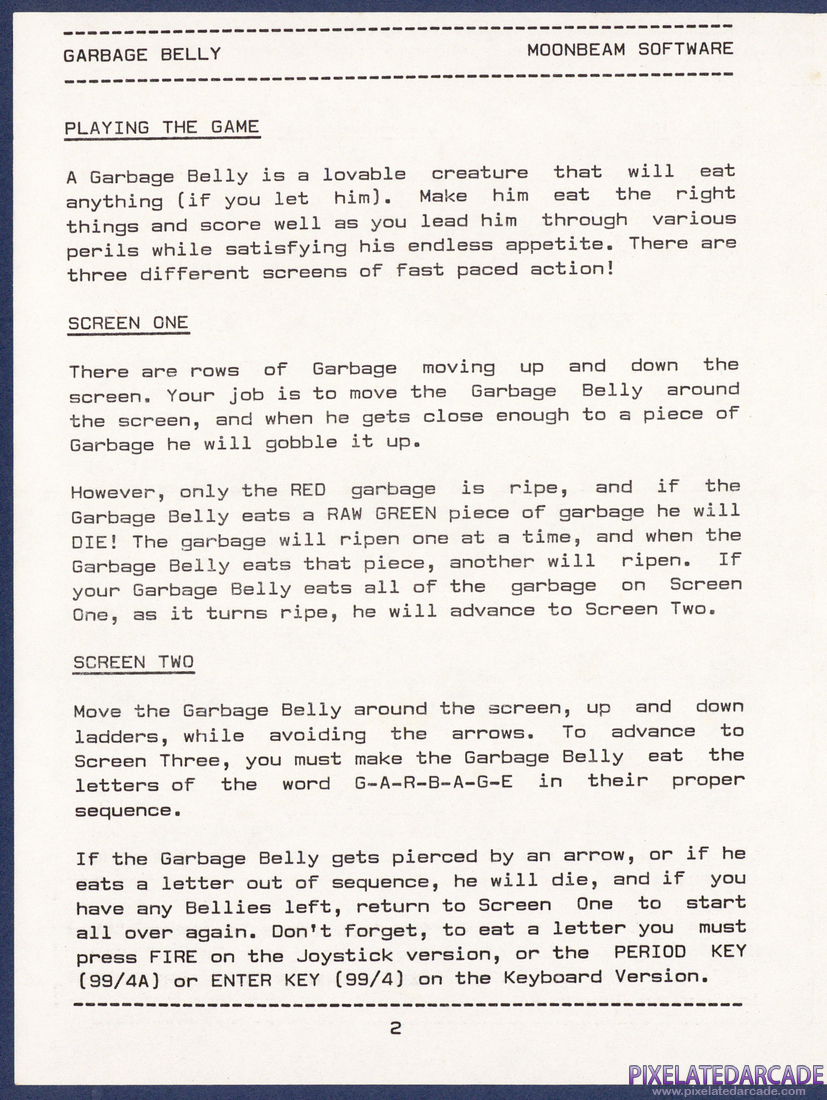 Garbage Belly: Instruction Manual - Page 2