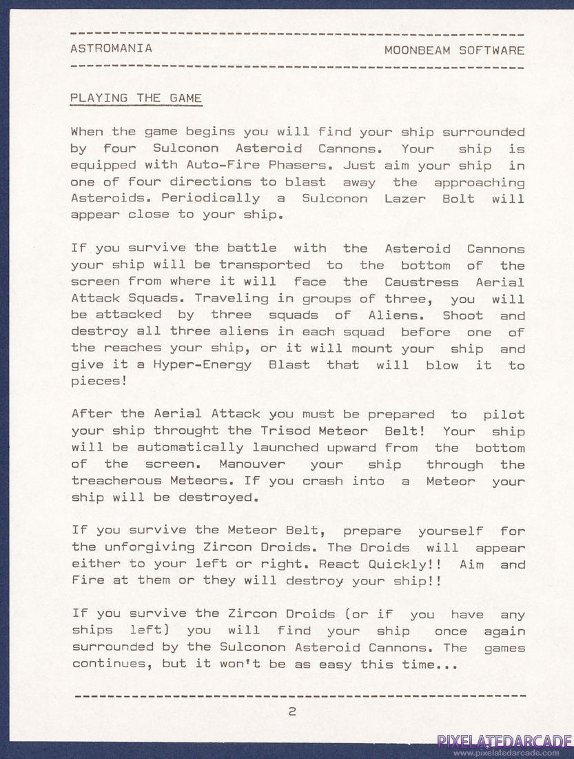 Astromania: Instruction Manual - Page 2