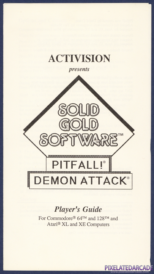 Pitfall! / Demon Attack: Instruction Manual - Page 1
