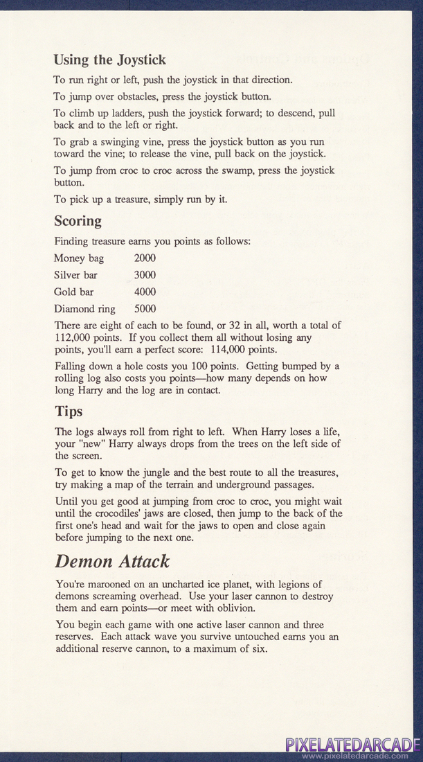 Pitfall! / Demon Attack: Instruction Manual - Page 4
