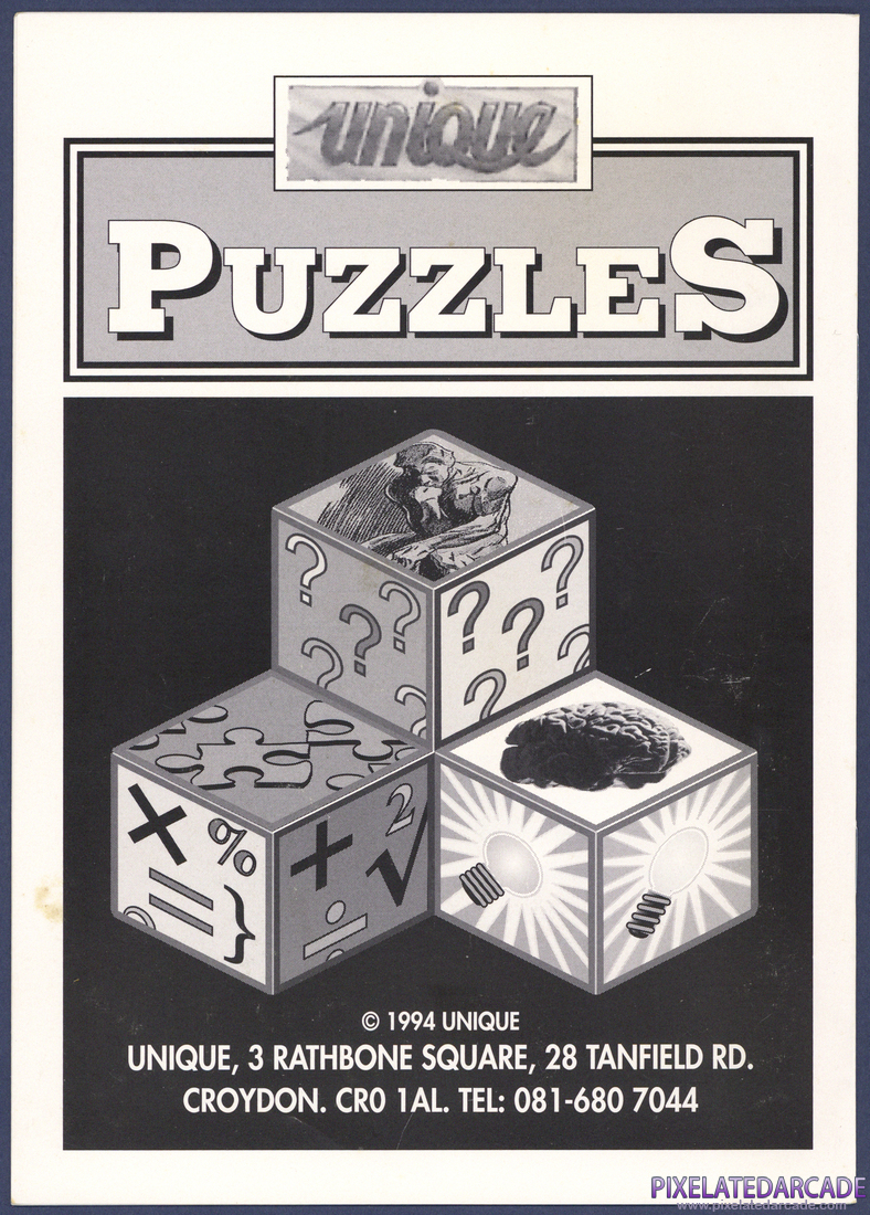 Unique Puzzles: Instruction Manual - Back Cover