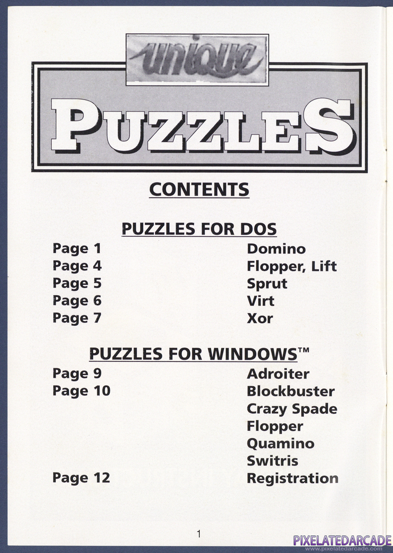 Unique Puzzles: Instruction Manual - Page 1