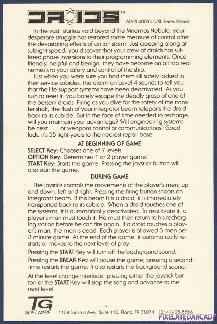 Droids: Instruction Manual - Instructions