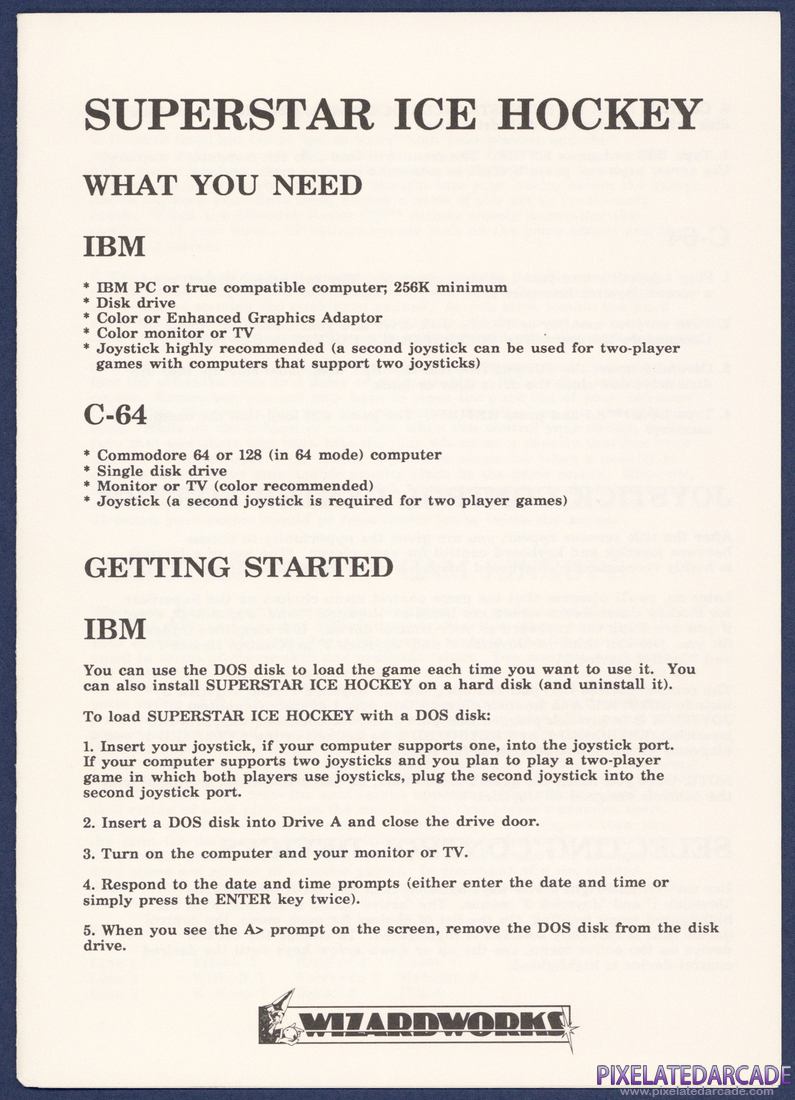 Superstar Ice Hockey: Instruction Manual - Page 1