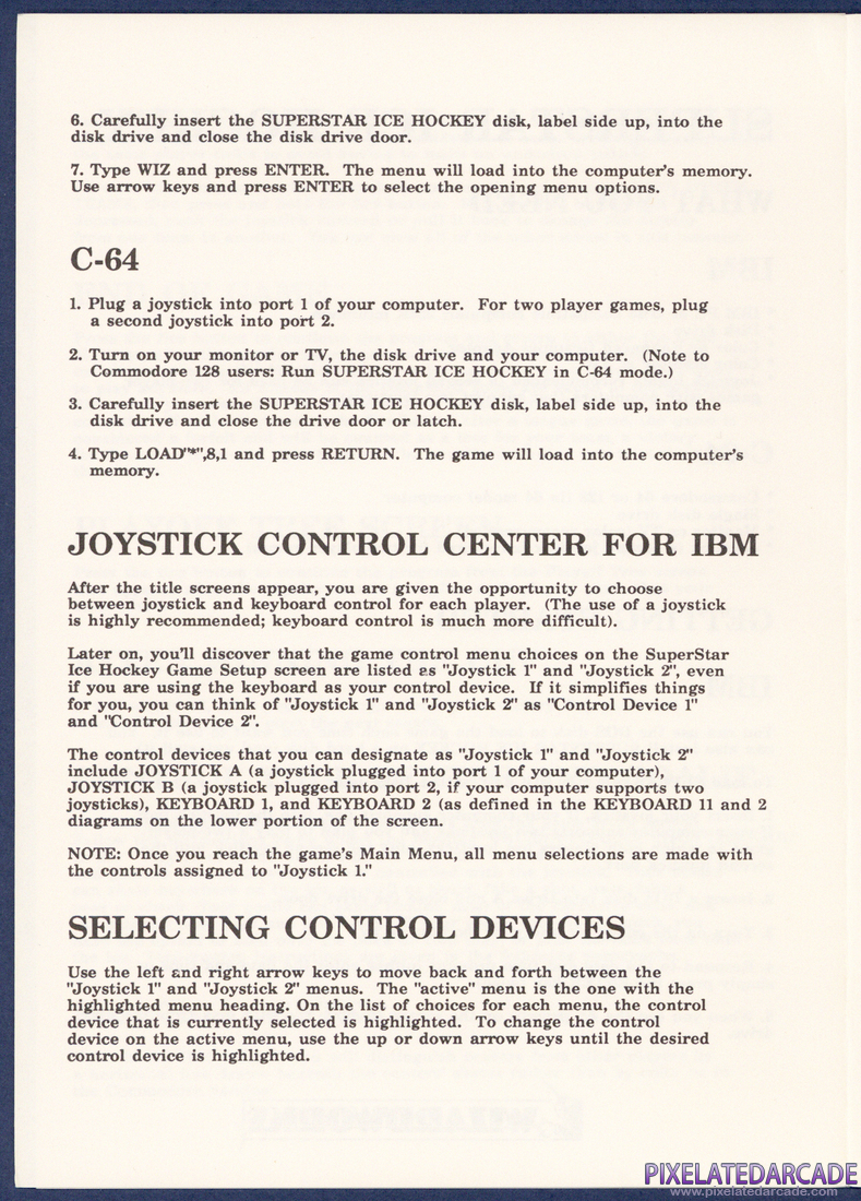 Superstar Ice Hockey: Instruction Manual - Page 2