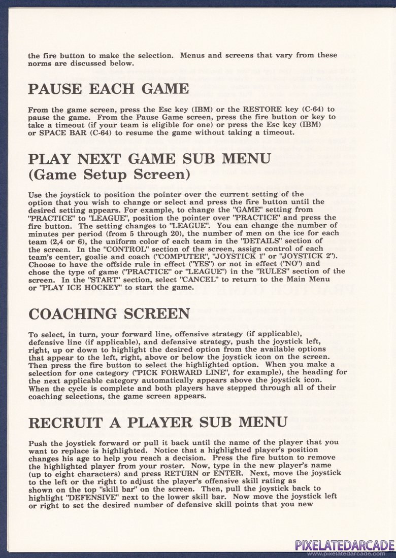 Superstar Ice Hockey: Instruction Manual - Page 4