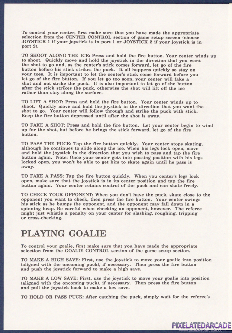 Superstar Ice Hockey: Instruction Manual - Page 7