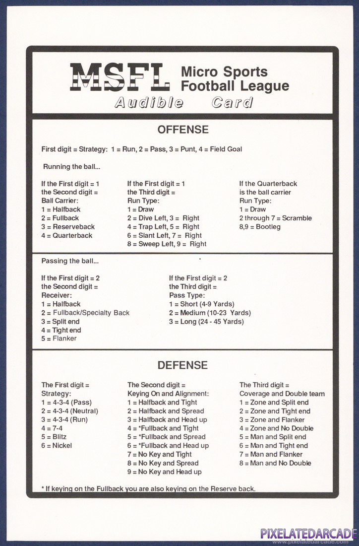 MSFL Pro League Football: Instruction Manual - Audible Card