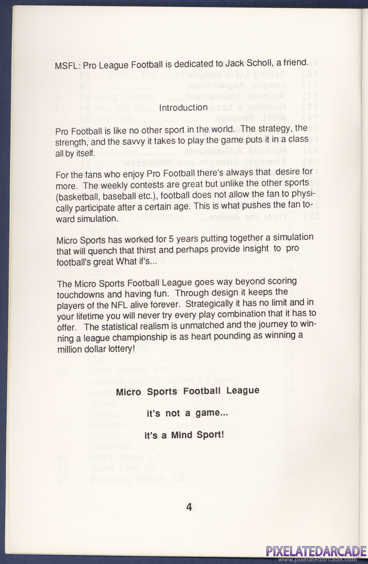MSFL Pro League Football: Instruction Manual - Page 4