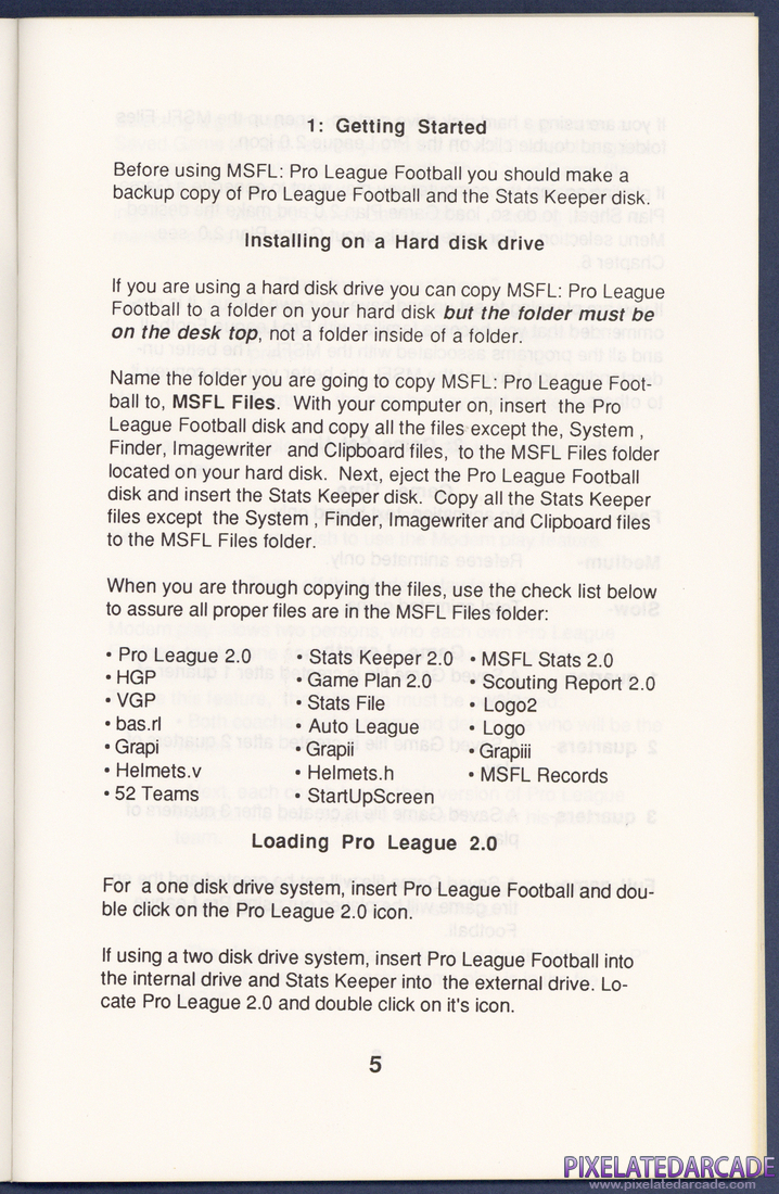 MSFL Pro League Football: Instruction Manual - Page 5