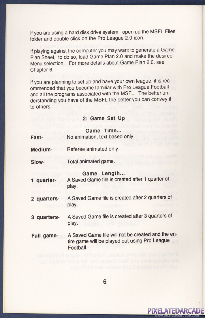 MSFL Pro League Football: Instruction Manual - Page 6