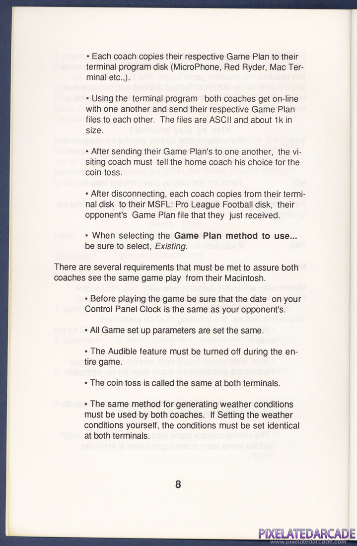 MSFL Pro League Football: Instruction Manual - Page 8
