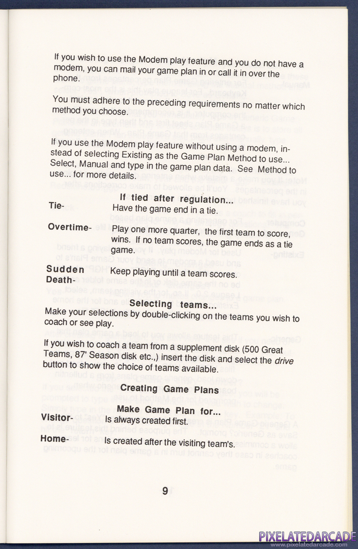 MSFL Pro League Football: Instruction Manual - Page 9