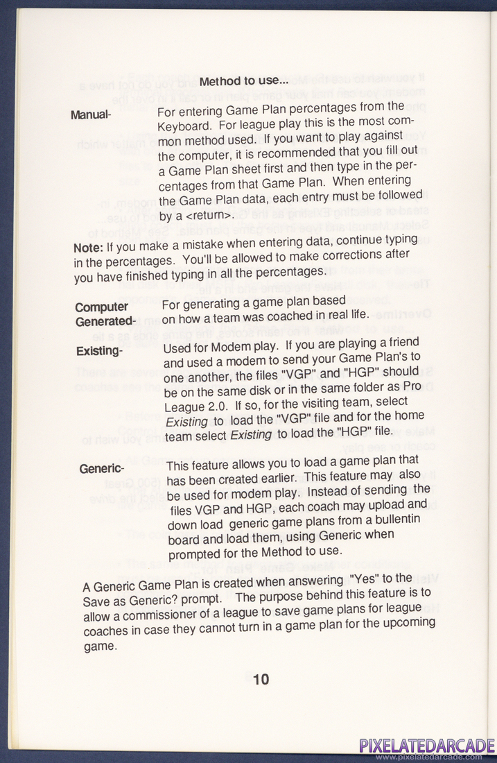 MSFL Pro League Football: Instruction Manual - Page 10