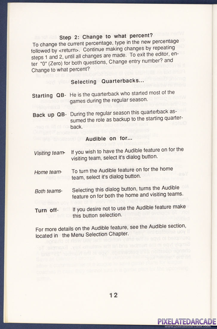 MSFL Pro League Football: Instruction Manual - Page 12