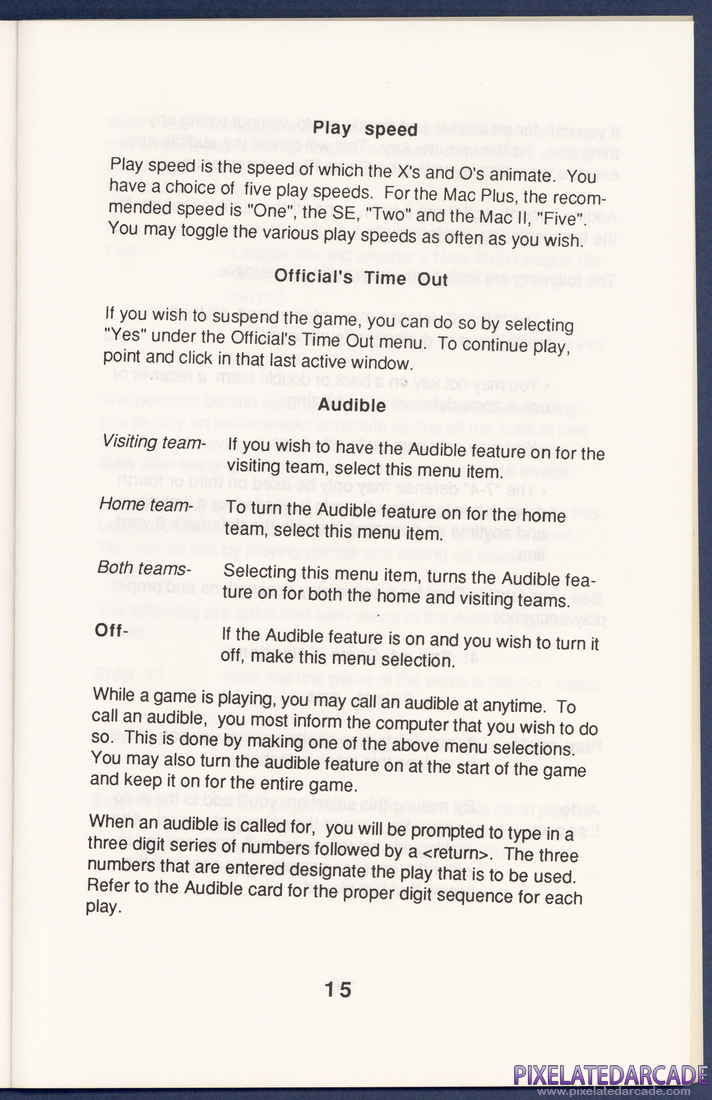 MSFL Pro League Football: Instruction Manual - Page 15