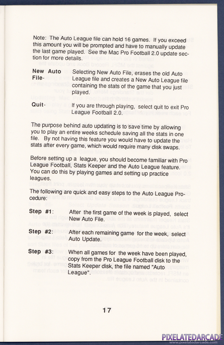 MSFL Pro League Football: Instruction Manual - Page 17