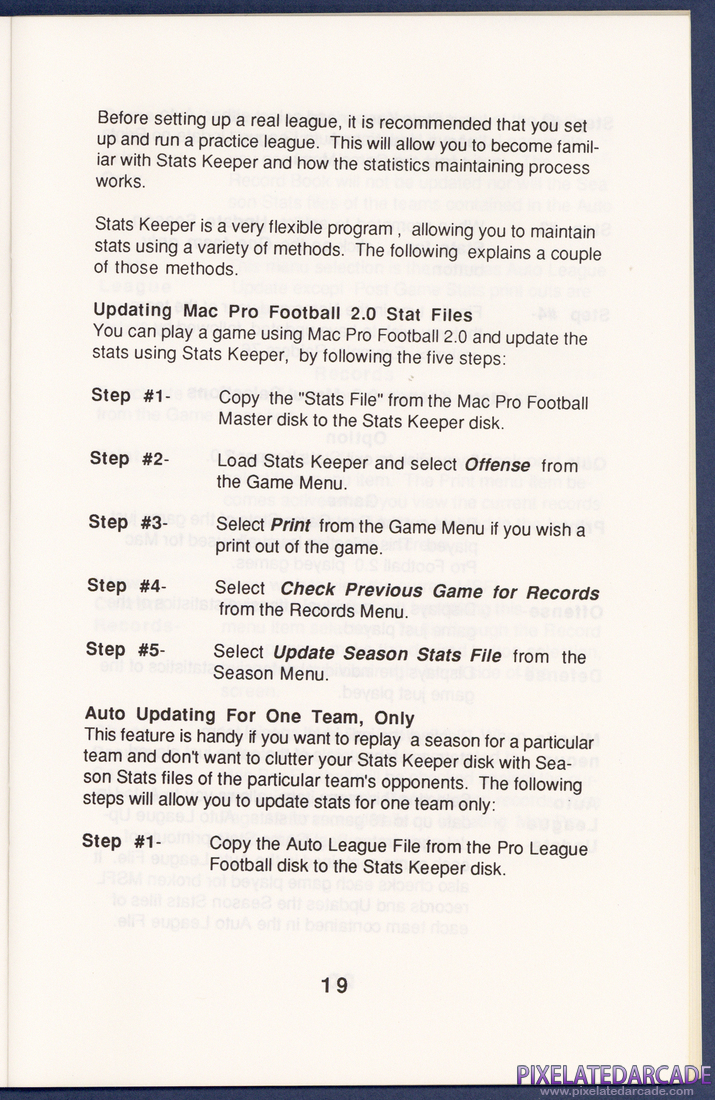 MSFL Pro League Football: Instruction Manual - Page 19