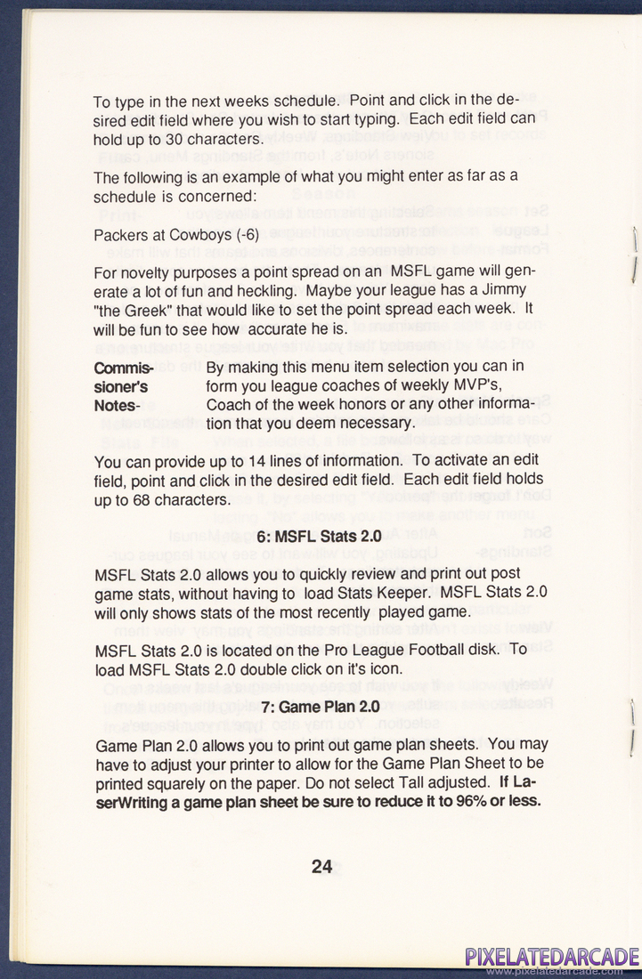 MSFL Pro League Football: Instruction Manual - Page 24