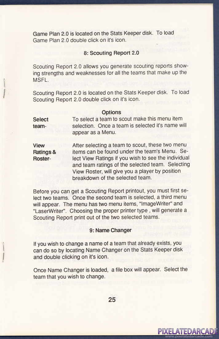 MSFL Pro League Football: Instruction Manual - Page 25