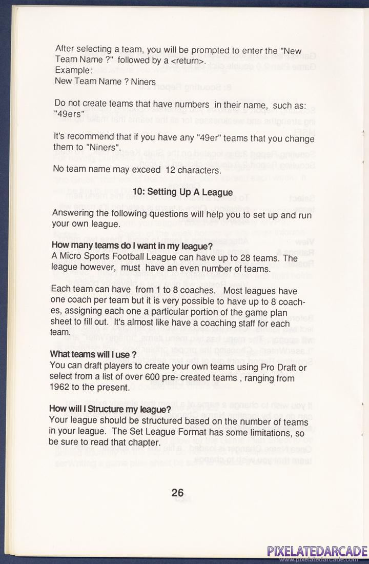 MSFL Pro League Football: Instruction Manual - Page 26