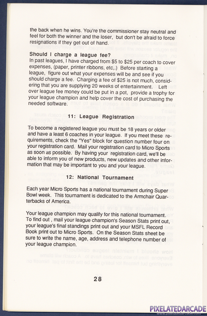 MSFL Pro League Football: Instruction Manual - Page 28