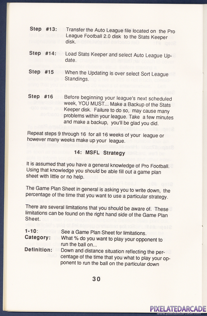 MSFL Pro League Football: Instruction Manual - Page 30