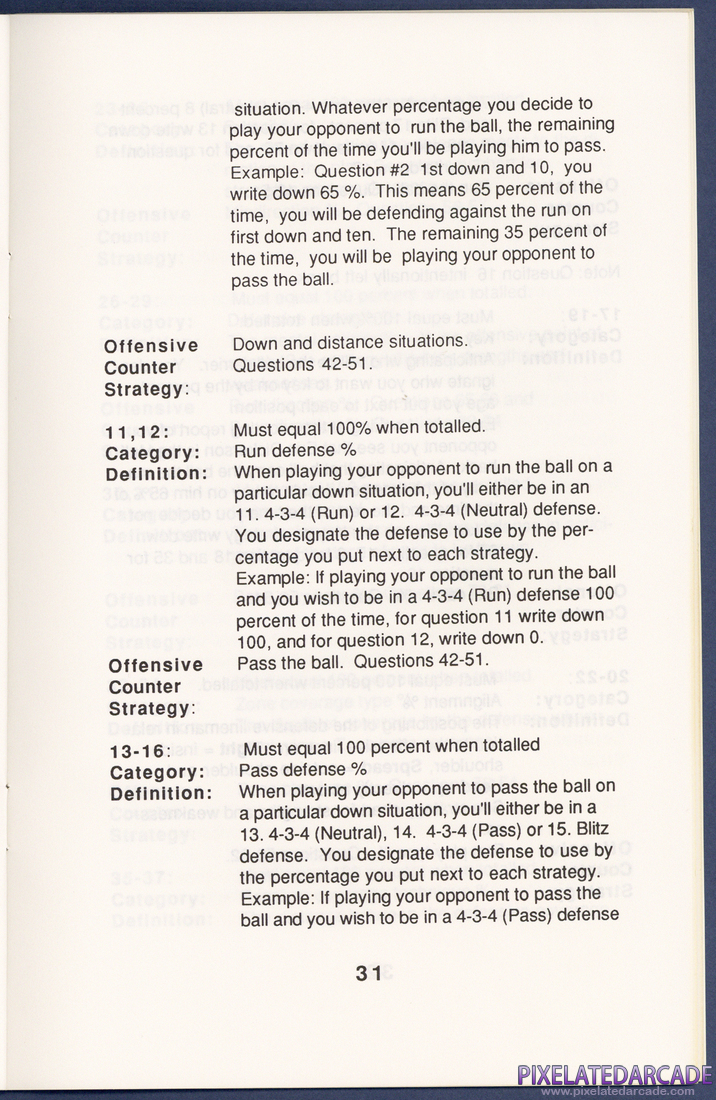 MSFL Pro League Football: Instruction Manual - Page 31