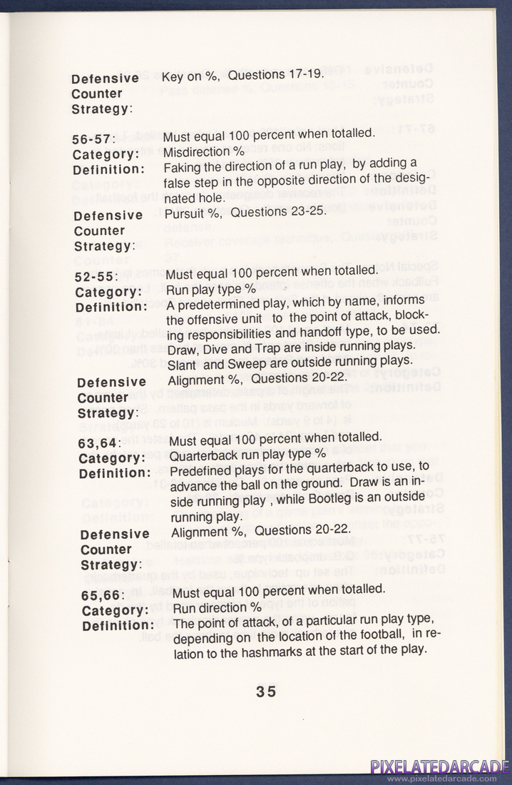 MSFL Pro League Football: Instruction Manual - Page 35