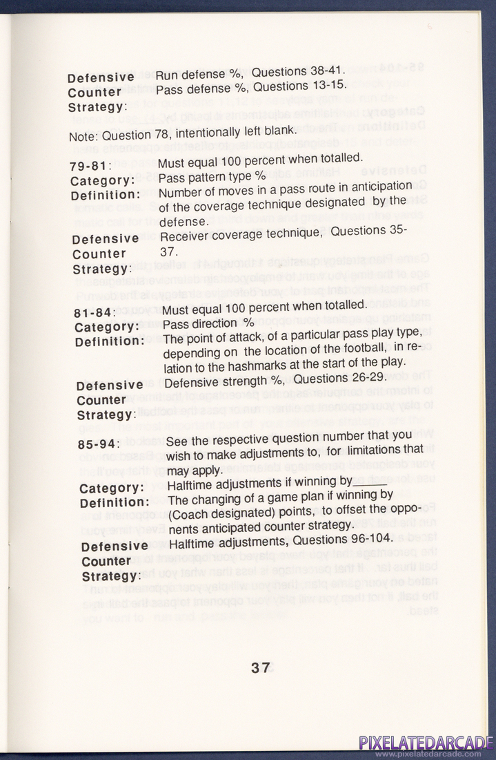 MSFL Pro League Football: Instruction Manual - Page 37
