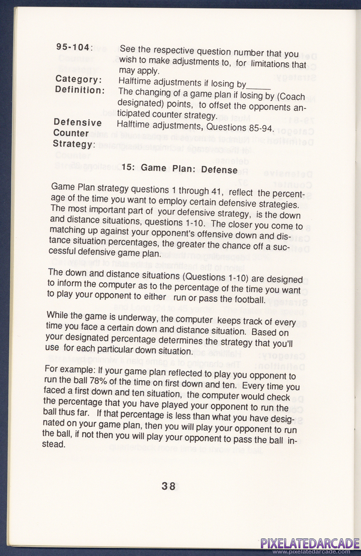 MSFL Pro League Football: Instruction Manual - Page 38