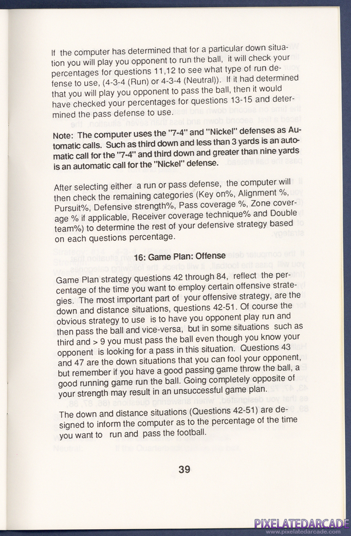 MSFL Pro League Football: Instruction Manual - Page 39
