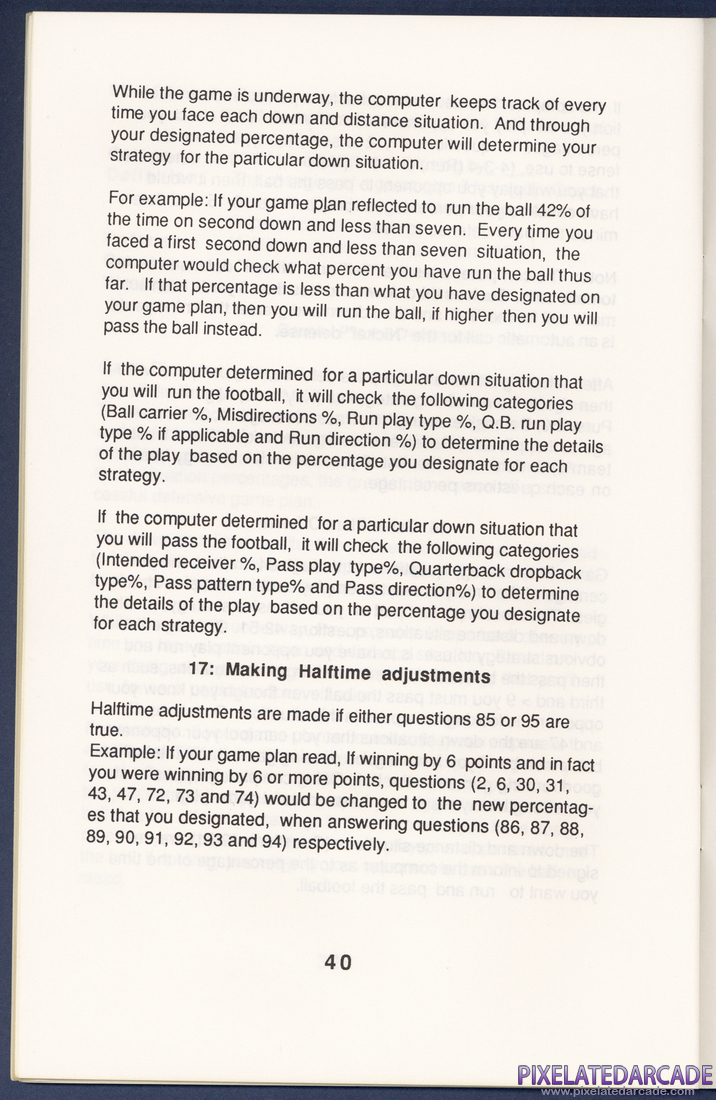 MSFL Pro League Football: Instruction Manual - Page 40