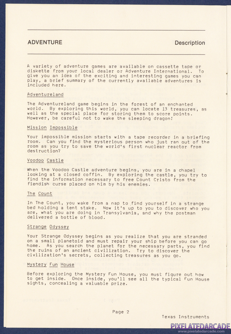 Voodoo Castle: Instruction Manual - Page 2