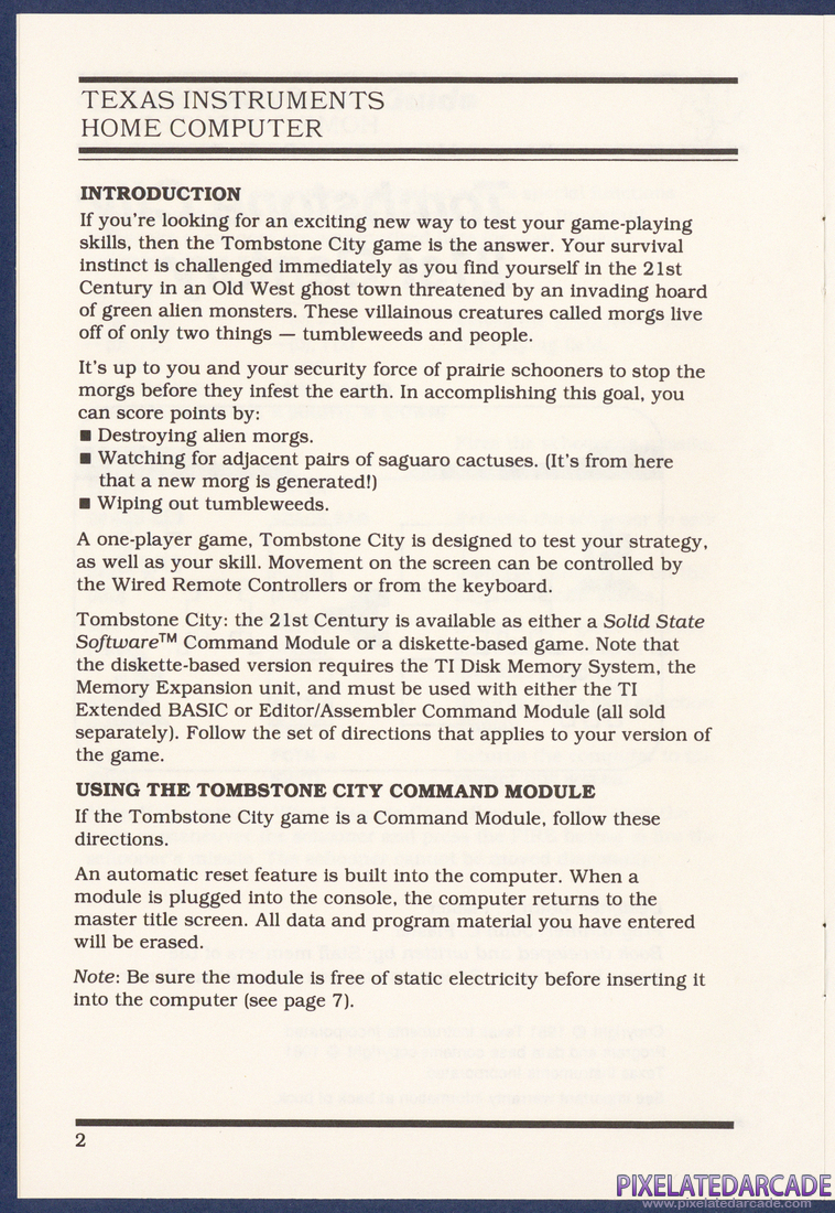 Tombstone City: 21st Century: Instruction Manual - Page 2