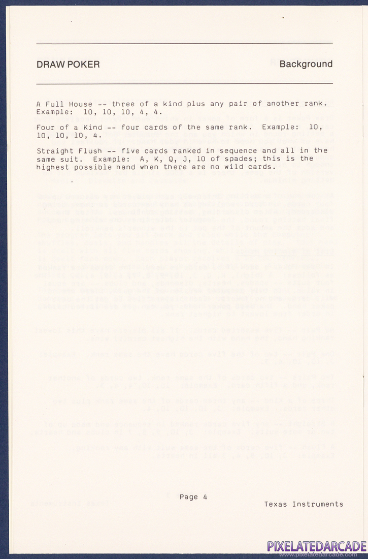 Draw Poker: Instruction Manual - Page 4