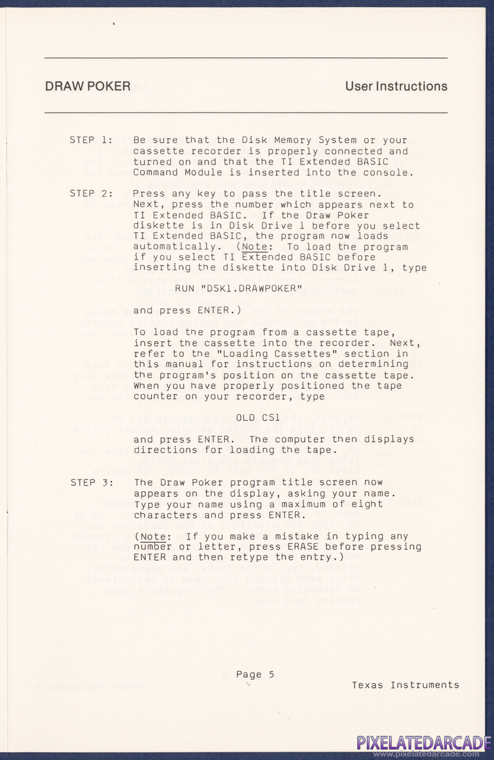 Draw Poker: Instruction Manual - Page 5