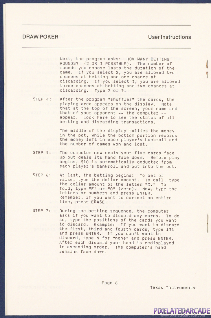 Draw Poker: Instruction Manual - Page 6
