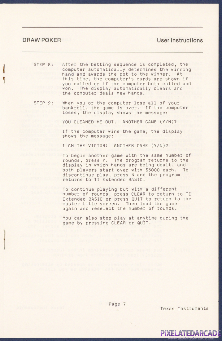 Draw Poker: Instruction Manual - Page 7