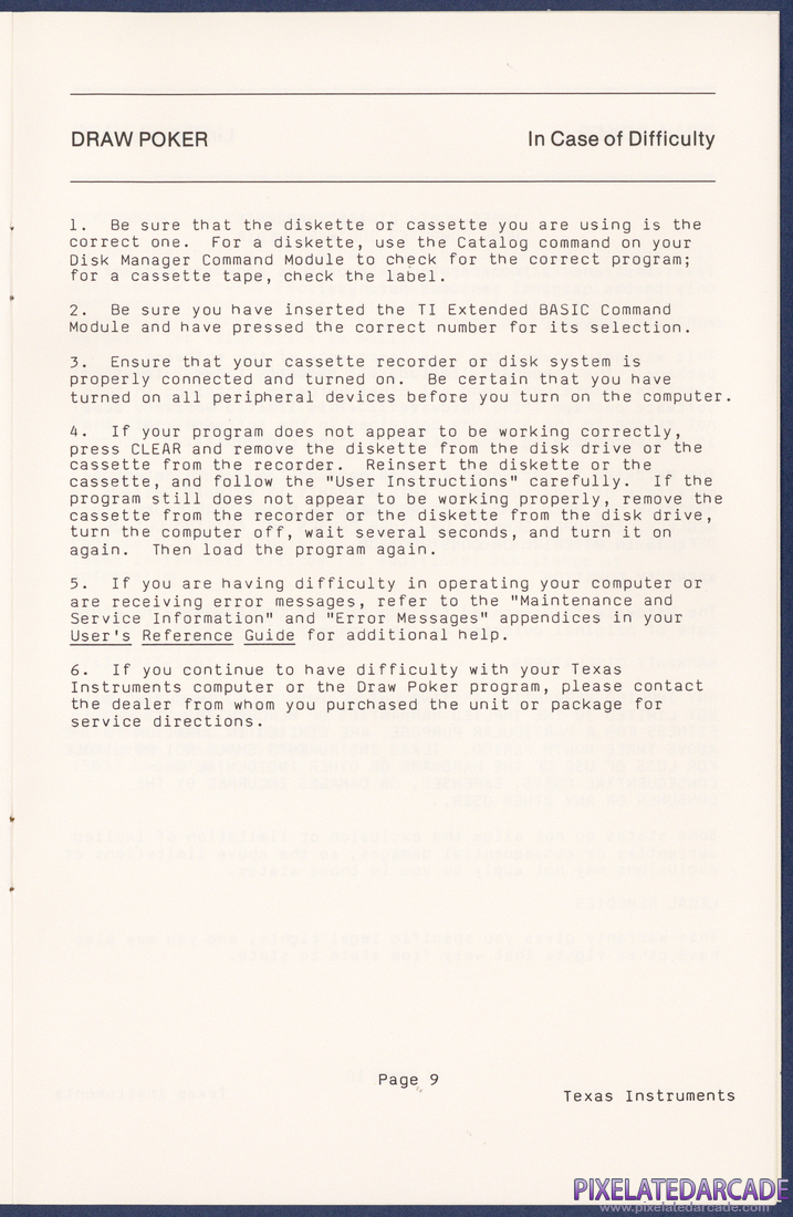 Draw Poker: Instruction Manual - Page 9