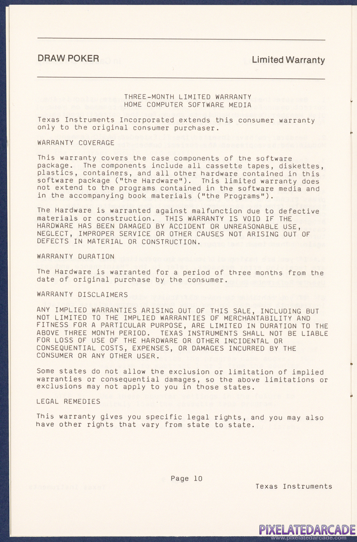 Draw Poker: Instruction Manual - Page 10