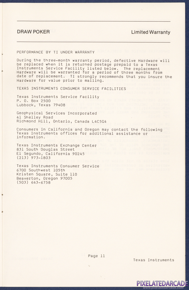 Draw Poker: Instruction Manual - Page 11