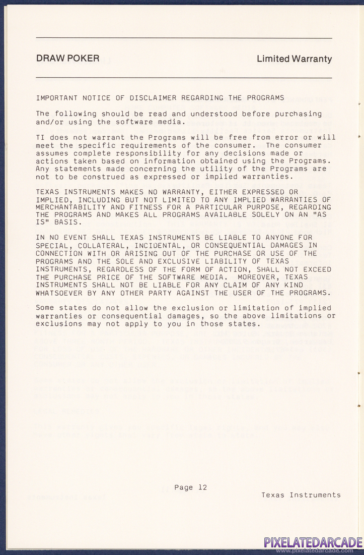 Draw Poker: Instruction Manual - Page 12